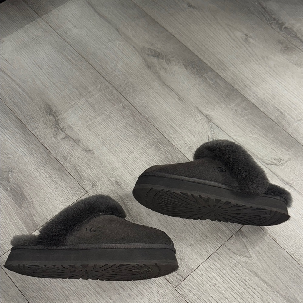 Ugg Gray Shearling Platform Slippers - image 3